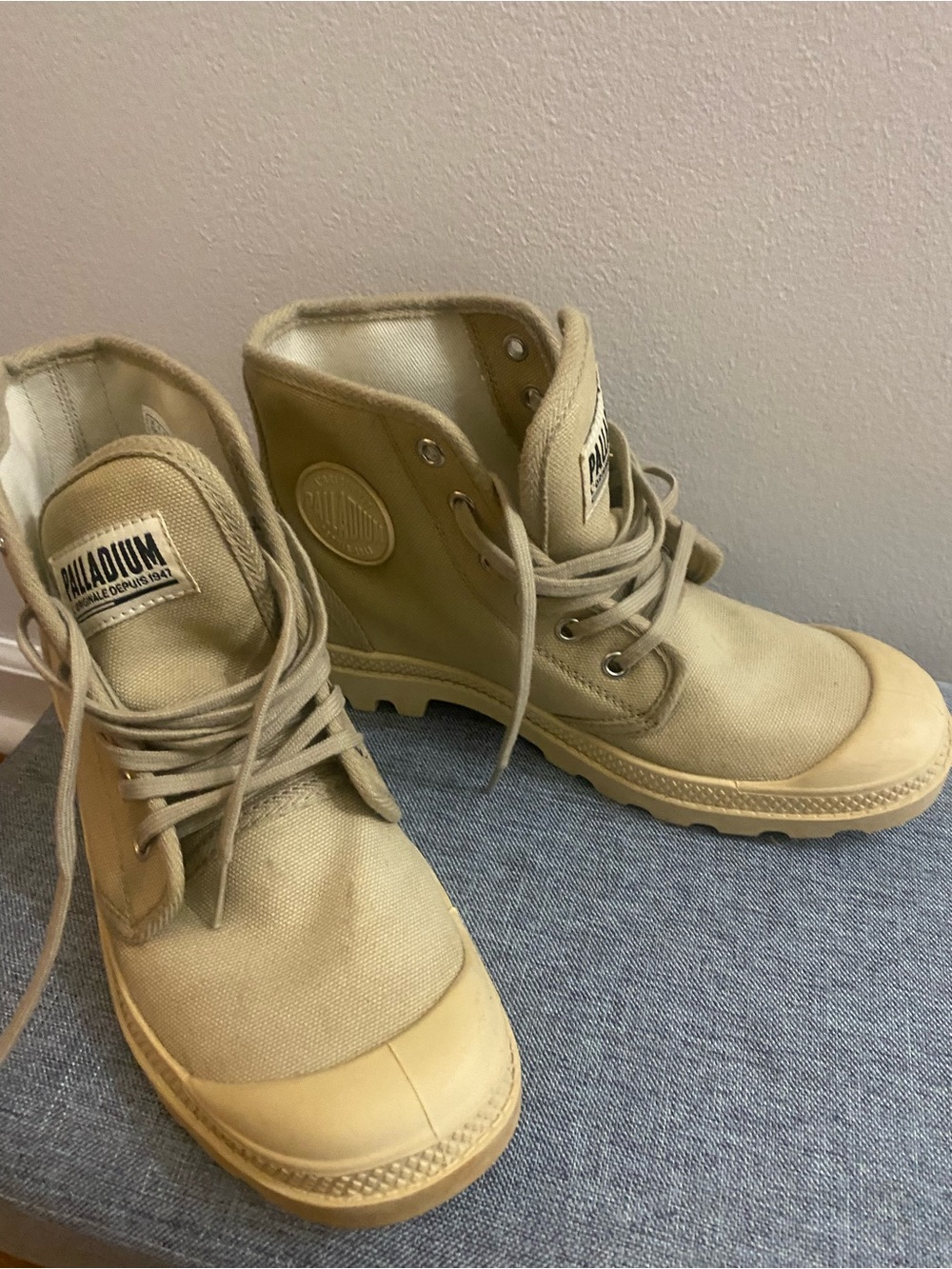 Palladium Tan Canvas Lace-Up Boots